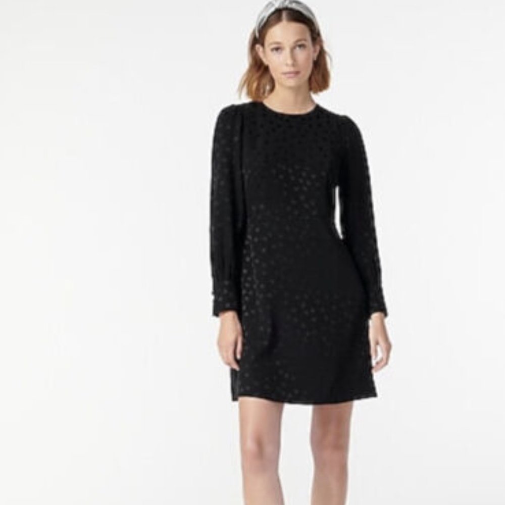 NWT JCREW Shift Dress in Jacquard Floral Dot Black